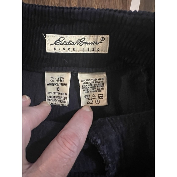 VTG Eddie Bauer Navy Blue Corduroy Skirt Women's 18 Y2K Dark Academia CabinCore - Picture 5 of 10